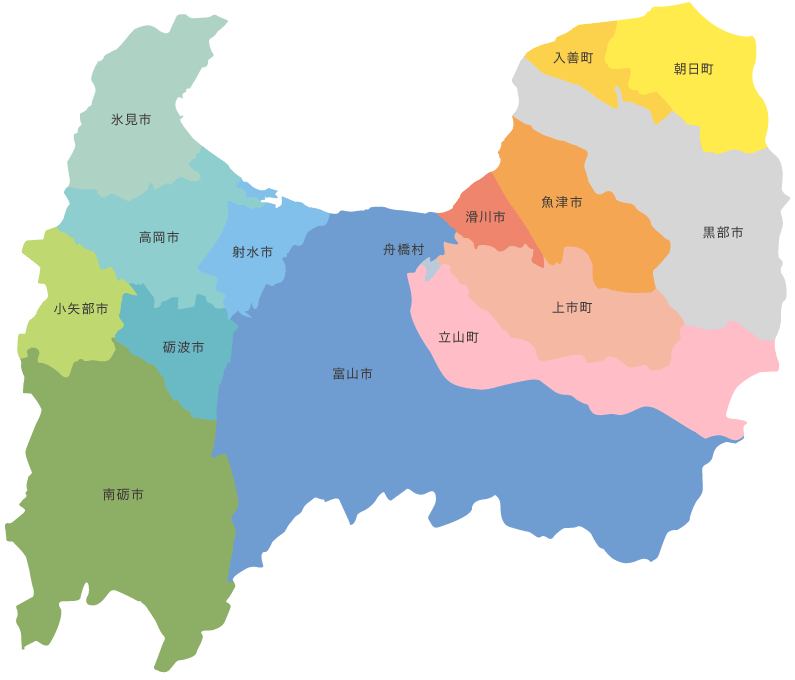 富山県の市区町村マップ