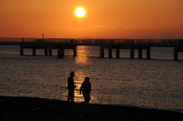 石田浜の夕陽